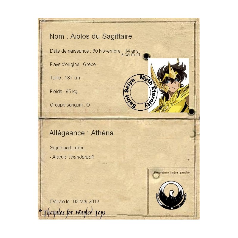 SAINT SEIYA Sagittarius Aiolos Or Myth Cloth EX BANDAI