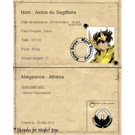 SAINT SEIYA Sagittarius Aiolos Or Myth Cloth EX BANDAI